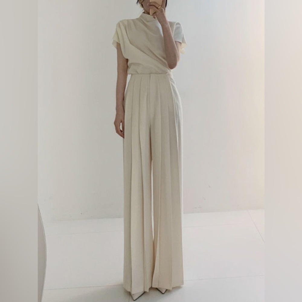 Commense Pleated High Waist Wide Leg Pants